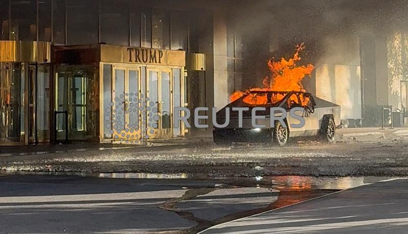 Tesla Cybertruck explodes outside Trump Las Vegas hotel, killing driver