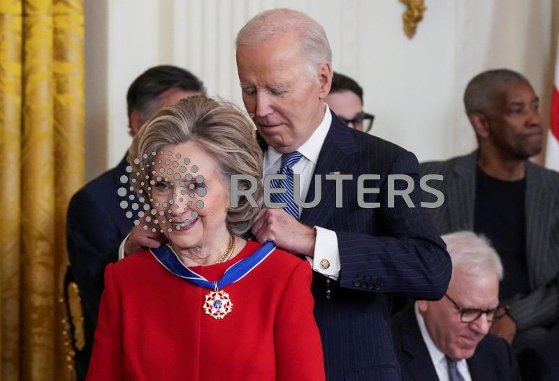 Biden awards Presidential Medal of Freedom to Hillary Clinton, Michael J. Fox, Denzel Washington