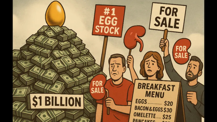 America’s #1 Egg Stock Sits Atop $1 Billion In Cash While Americans Sell Kidneys For Breakfast…
