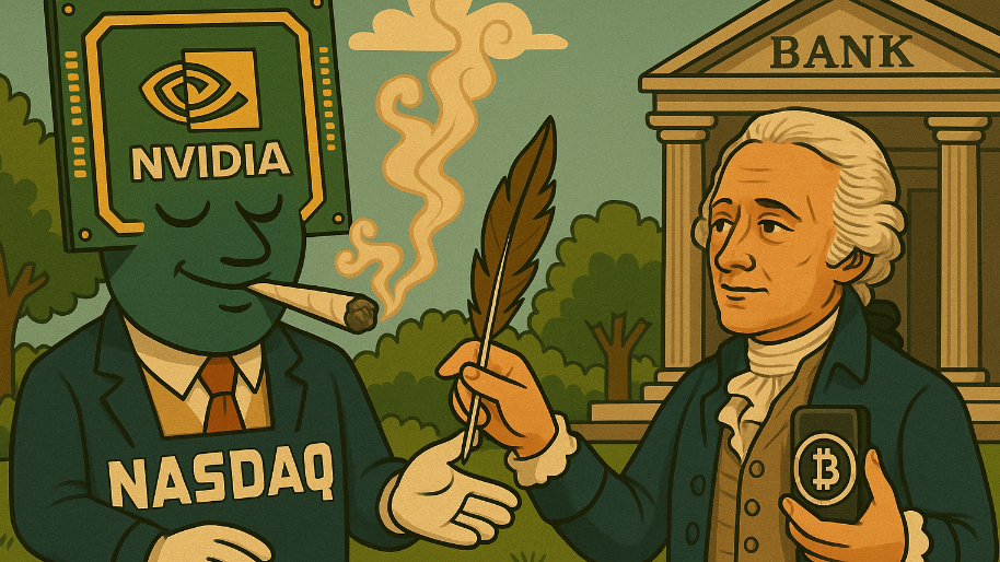 Nasdaq Gets High on Nvidia’s $4T Silicon Supply… Hamilton’s Bank Ditches Quills for Crypto Wallets
