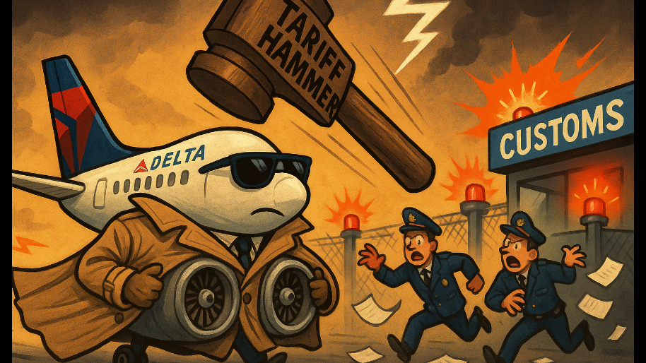 Delta’s Invents Jet Engine Smuggling In Full-Send Effort to Avoid Tariff Hammer…