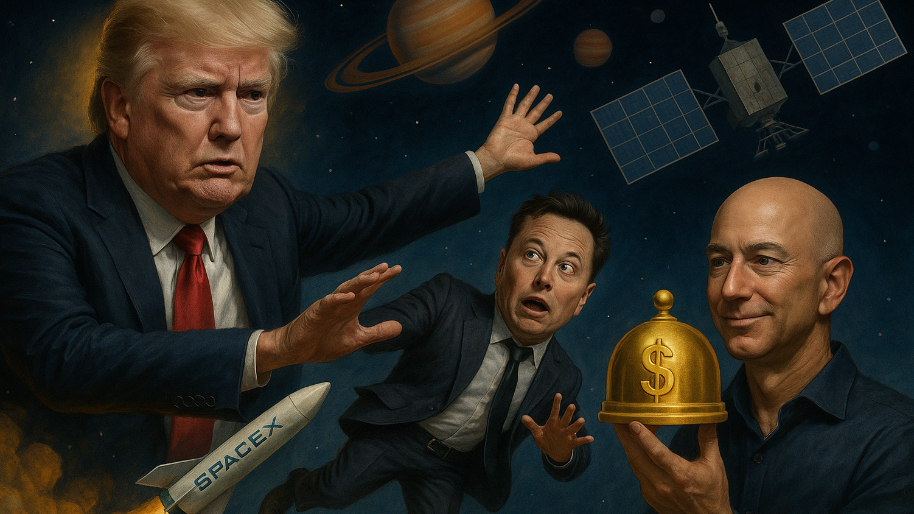 Trump Tosses Elon Out of Orbit, Hands $175B Defense Deal to Bezos’ Half-Built Satellite Fantasy