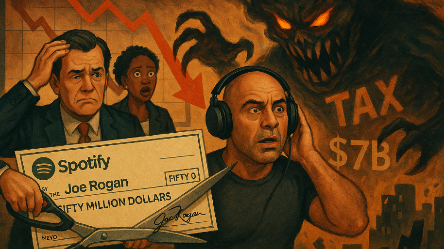 After Cutting Rogan’s Check, Spotify’s Q2 Looked Bulletproof… Until a Tax Rule Sparked a $7B Selloff