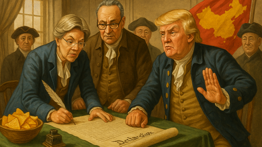 Chuck Schumer and Liz Warren Pull a Founding Fathers Move on Trump’s Silicon Side Hustle