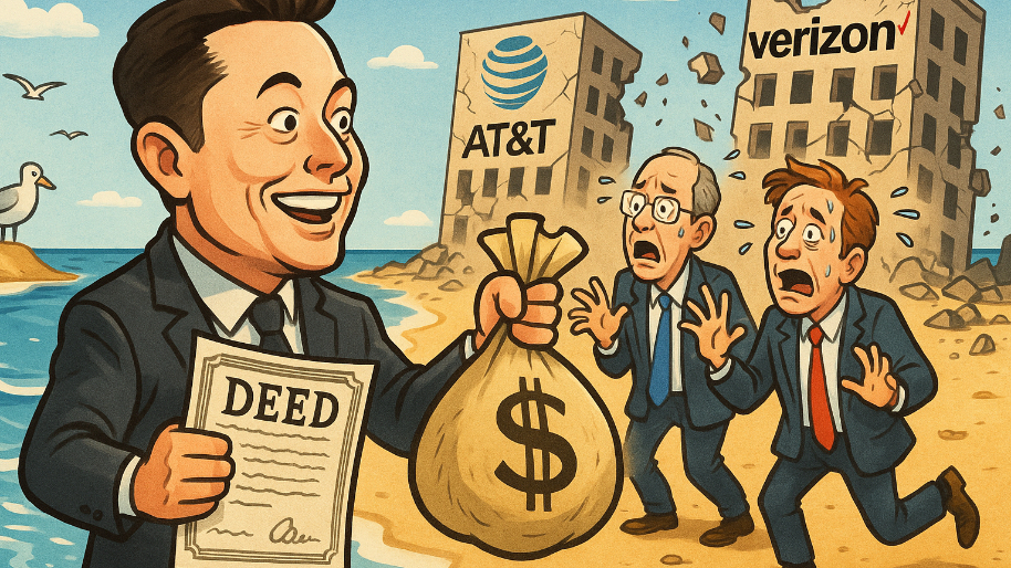 Elon Drops $17B on Wireless Industry’s “Beachfront Property”… AT&T and Verizon Are in Shambles