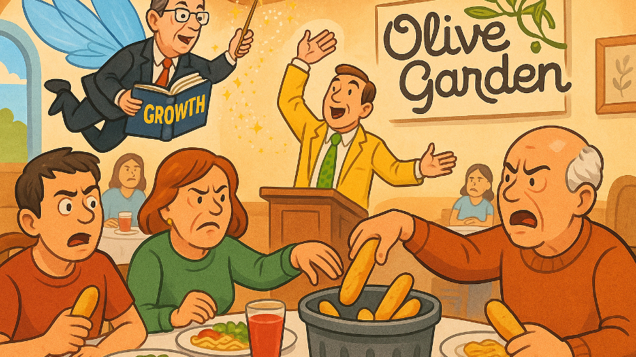 Diners Chuck Olive Garden Breadsticks in the Trash After Getting Force-Fed a 2026 Growth Fairy Tale