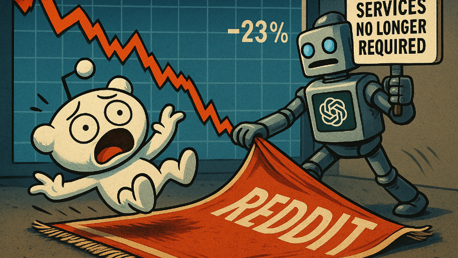 Reddit Gets Rekt (-23%) After ChatGPT Pulls the Ultimate Data Rug: “Services no longer required.”