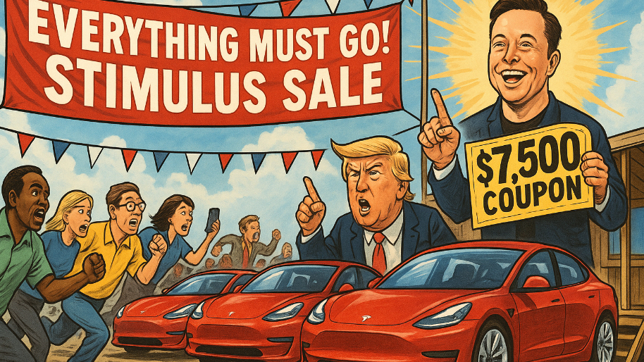 Tesla Posts Biggest Quarter Ever… Sponsored By Donnie Politics "Everything Must Go” Stimulus Sale
