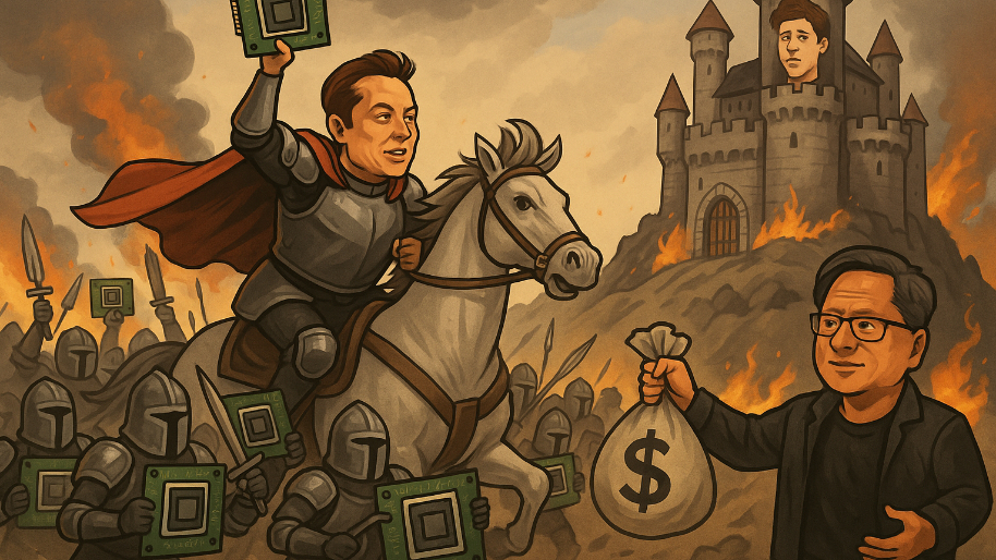 Elon Advances on Altman’s AI Castle Armed With Nvidia’s $2B and a Rent-to-Own Army of GPUs