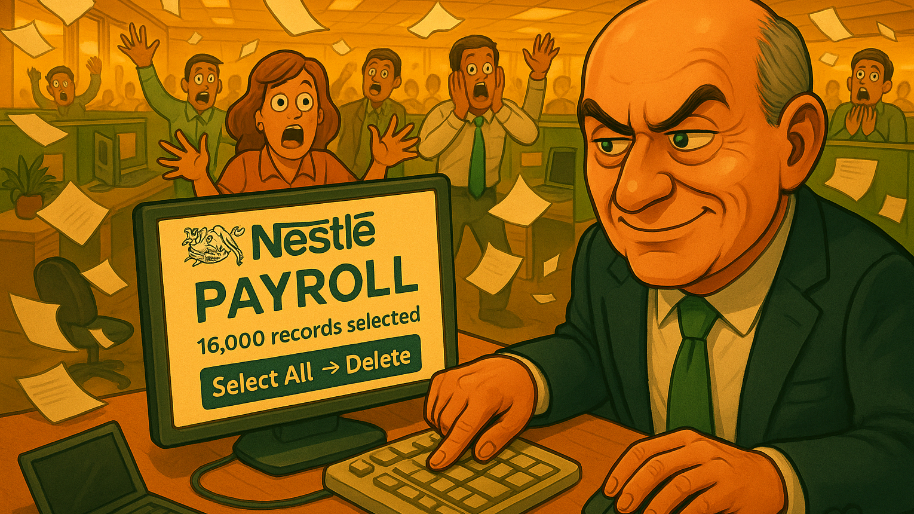 Nestle Hits 2008 Highs After CEO Clicks “Select All -> Delete” on Payroll (16k Employees GONE)