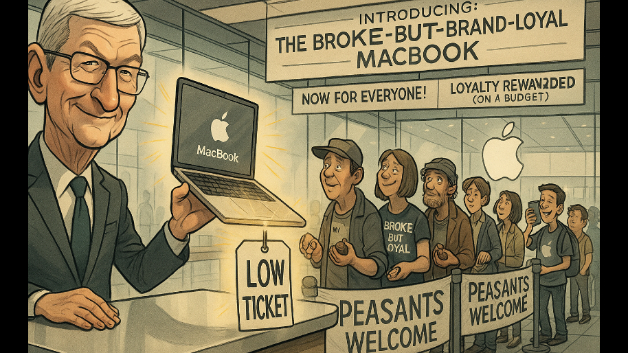 Tim Apple Goes Low-Ticket With New “Broke-But-Brand-Loyal” Macbook (Peasants Welcomed)