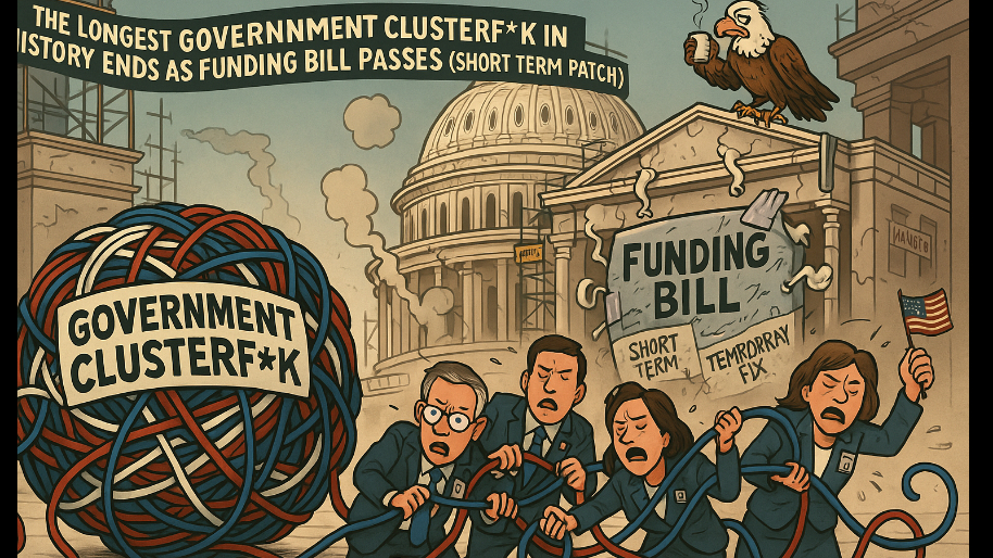 The Longest Government Clusterf*k In History Ends As Funding Bill Passes (Short Term Patch)