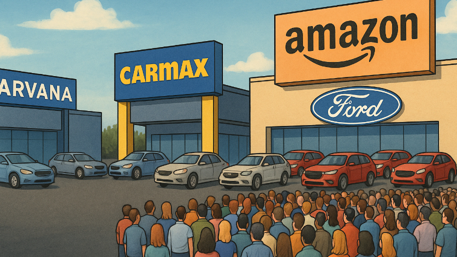 Carvana & CarMax Lose Footing as Ford Drops Its Used Cars Into Amazon’s Prime Checkout Lane