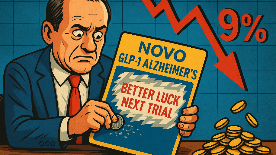 Novo Scratches Its GLP-1 Alzheimer’s Lotto Ticket… Uncovers “Better Luck Next Trial” and a 9% Drop