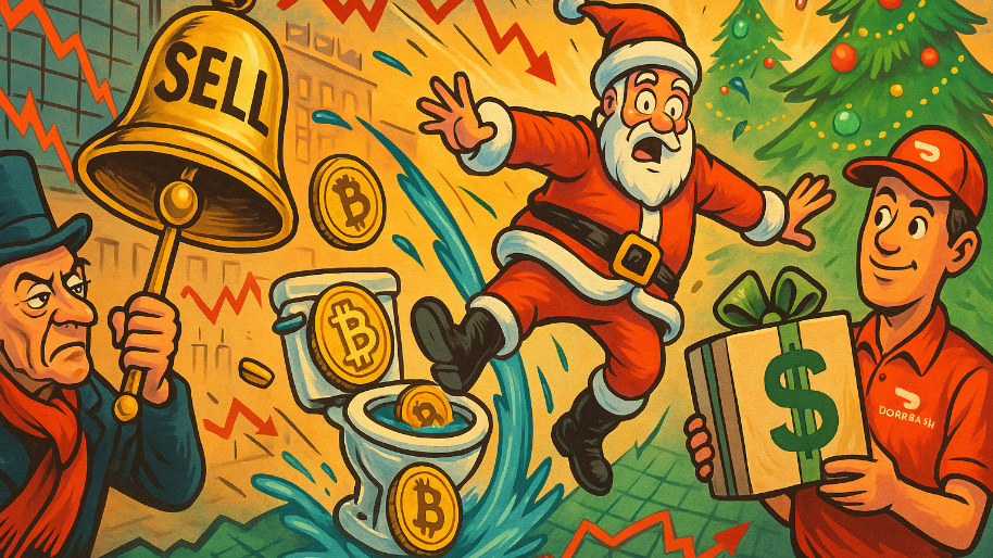 Final Tally: Sell Bells Ring as Bitcoin Takes a Holiday Swirlie… DoorDash Gets a $100M Tip