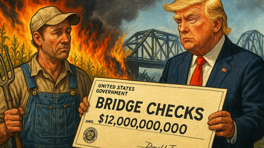 Trump Rolls Out $12B in "Bridge Checks" to Farmers After Tariffs Bombed Their China Export Bridge