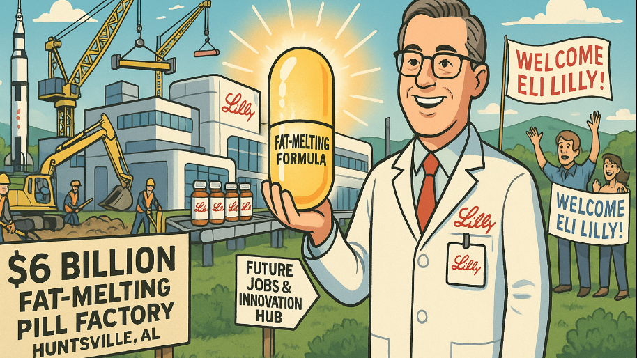 Eli Lilly Picks Huntsville, AL for Its MASSIVE $6B Fat-Melting Pill Factory…