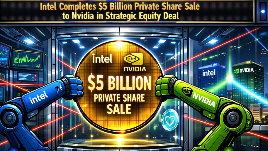 Intel Completes $5 Billion Private Share Sale to Nvidia in Strategic Equity Deal