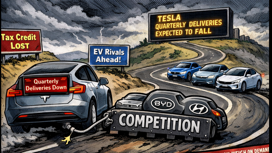 Tesla Quarterly Deliveries Expected to Fall as Tax Credit Loss and Competition Weigh on Demand