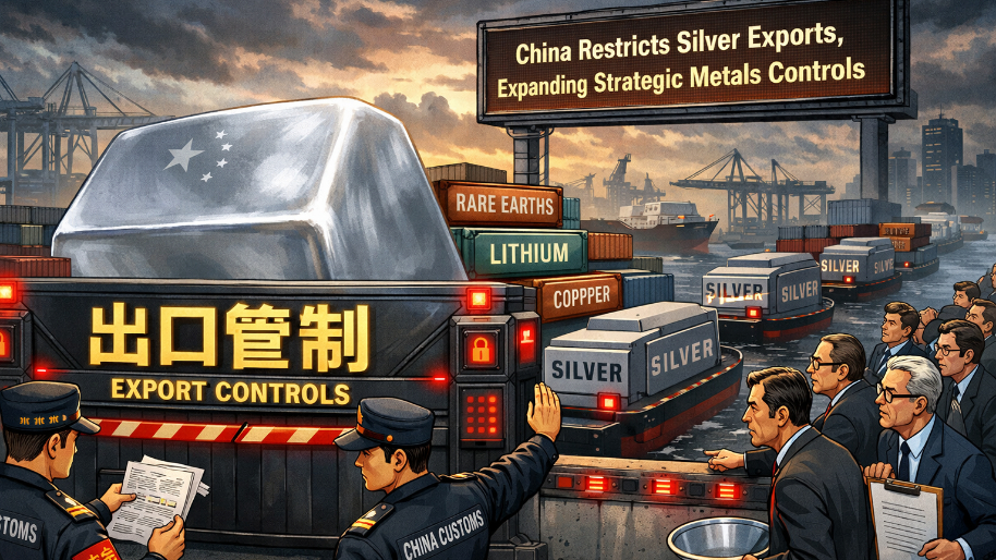 China Restricts Silver Exports, Expanding Strategic Metals Controls