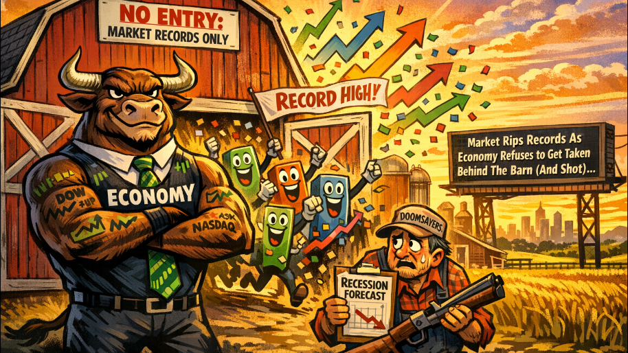 Market Rips Records As Economy Refuses to Get Taken Behind The Barn (And Shot)...
