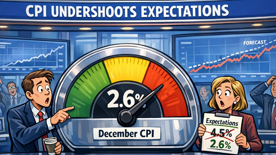 December CPI Rises at 2.6% Annual Pace, Undershooting Expectations