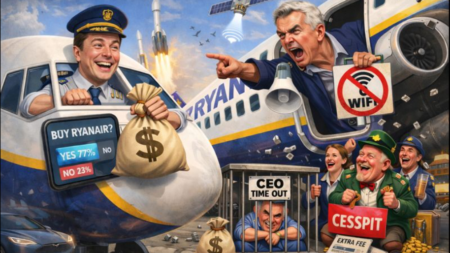 Elon Teases a Ryanair Takeover After Their CEO Disses Starlink and Calls X a “Cesspit”