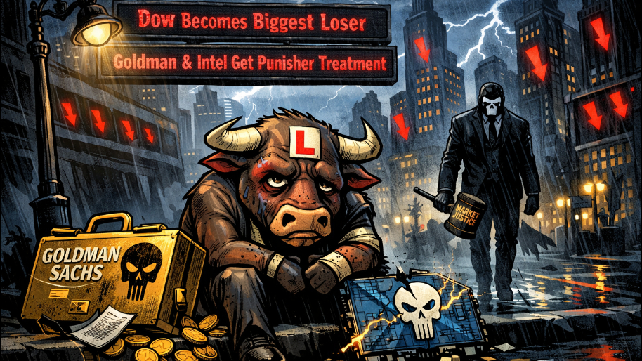 Dow Becomes Biggest Loser As Goldman and Intel Get Punisher Treatment…