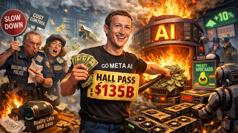 Zuck Gets a $135B AI Hall Pass After Meta’s Ad Machine Silences the Discipline Police (+10%)