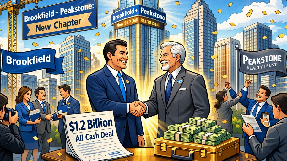 Brookfield to Acquire Peakstone Realty Trust in $1.2 Billion All-Cash Transaction