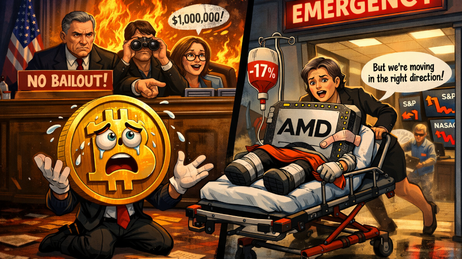 Final Tally: Bitcoin Gets Denied a Bailout… AMD Leaves on a Stretcher (-17%)