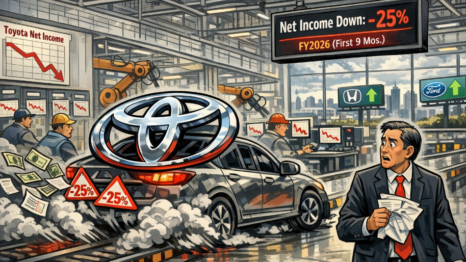 Toyota Net Income Drops Nearly 25% in First Nine Months of FY2026