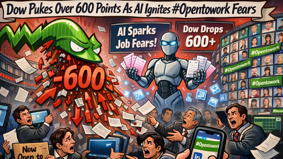 Dow Pukes Over 600 Points As AI Ignites #Opentowork Fears