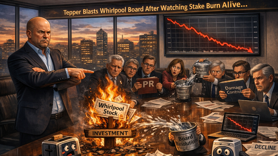 David Tepper Blasts Whirlpool Board After Watching Stake Burn Alive…