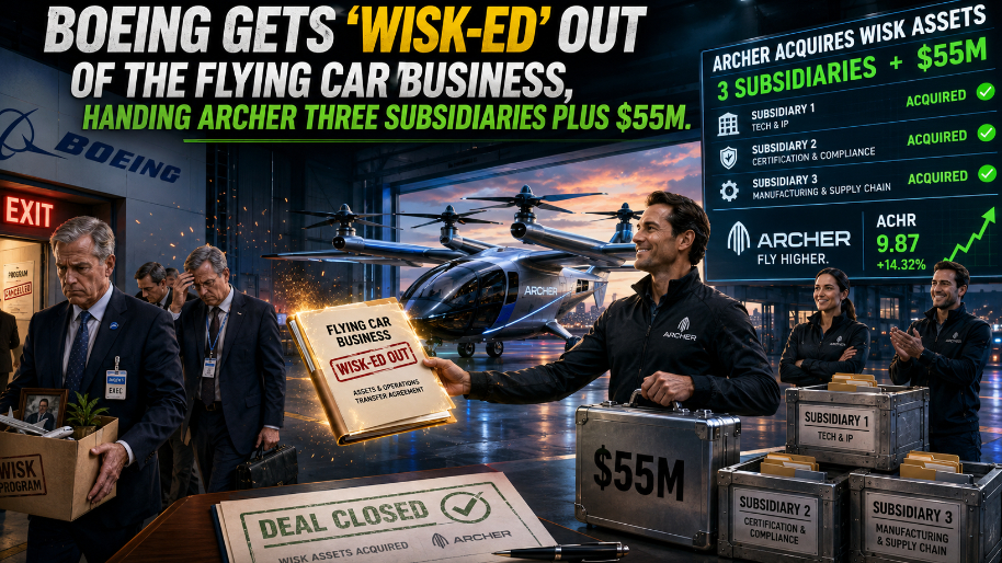 Boeing Gets "Wisk-ed" Out of the Flying Car Business, Handing Archer Three Subsidiaries Plus $55M“