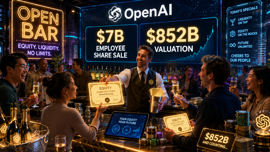 OpenAI Runs a $7 Billion 'Open Bar' for Its Own Employees at a Flat $852B Mark