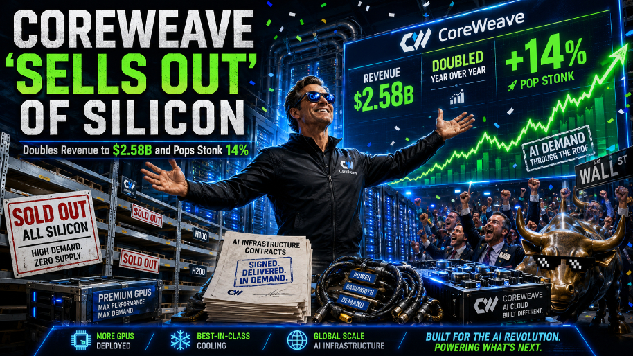 CoreWeave "Sells Out" of Silicon, Doubles Revenue to $2.58B and Pops Stonk 14%
