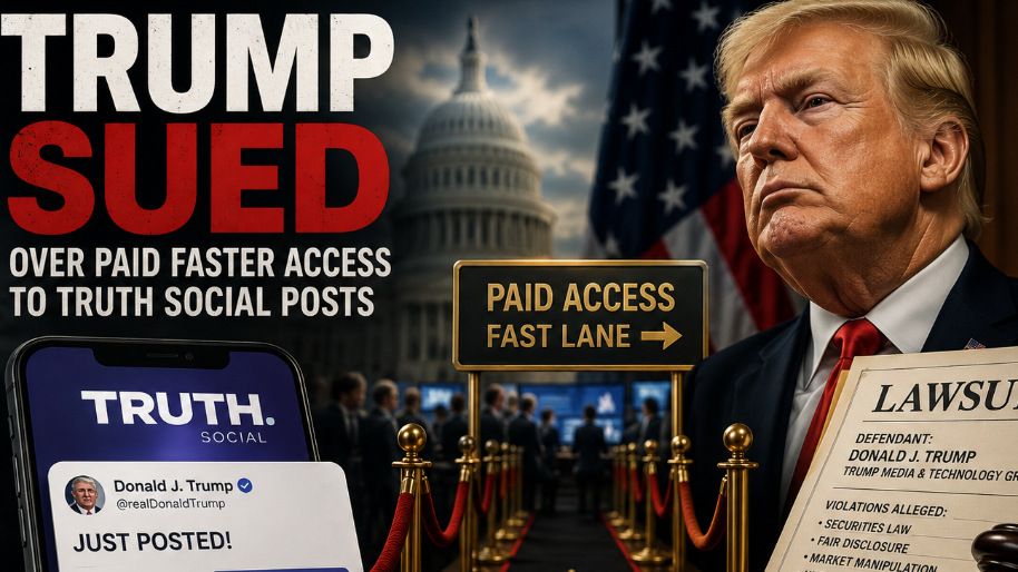 Trump Sued Over Paid Faster Access to Truth Social Posts