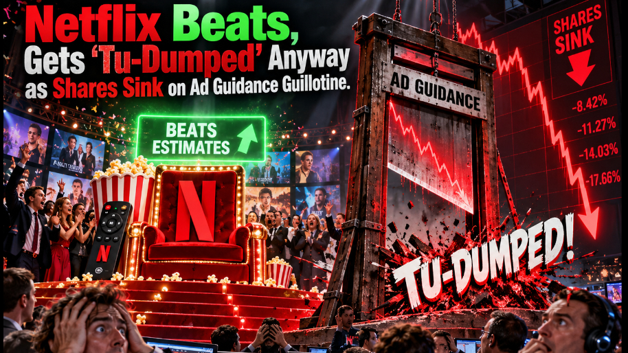 Netflix Beats, Gets ‘Tu-Dumped’ Anyway as Shares Sink on Ad Guidance Guillotine