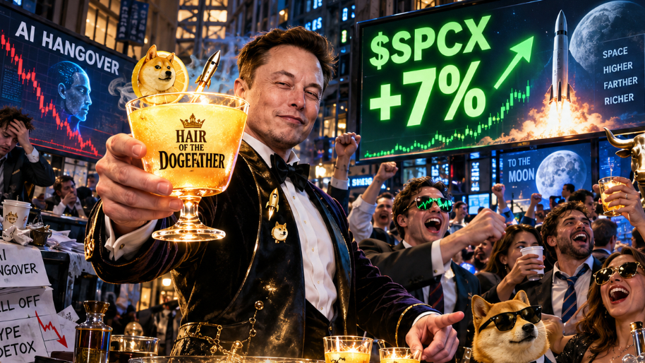 Wall Street Cures Its AI Hangover With ‘Hair of the Dogefather’ as $SPCX Rips 7%