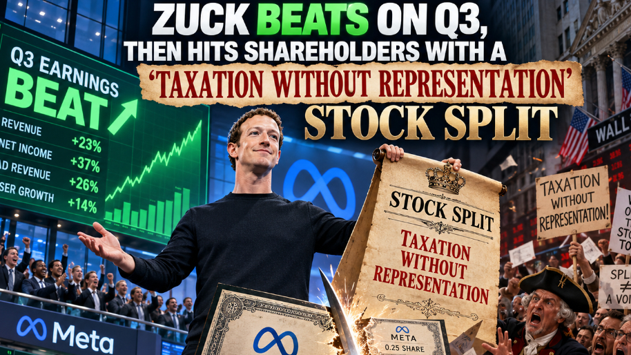 Zuck Beats on Q3, Then Hits Shareholders with a ‘Taxation Without Representation’ Stock Split