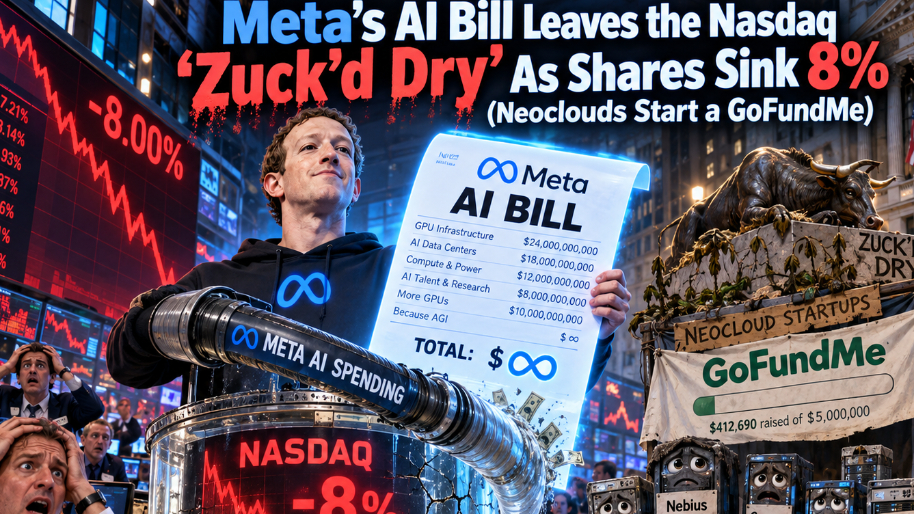 Meta’s AI Bill Leaves the Nasdaq ‘Zuck’d Dry’ As Shares Sink 8% (Neoclouds Start a GoFundMe)