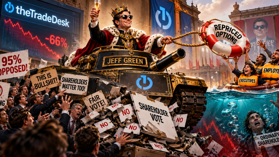 Trade Desk CEO Pulls a Dictator Move to Rescue His Underwater Options (95% Opposition Be Damned)