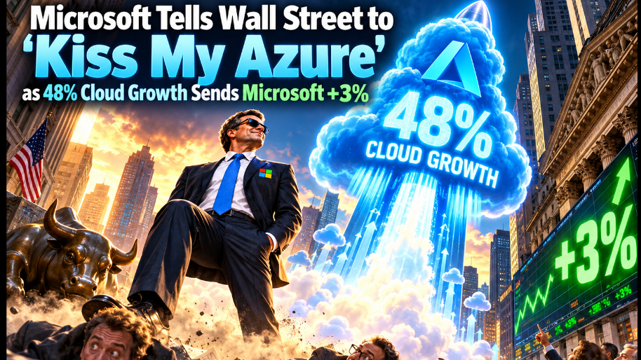 Microsoft Tells Wall Street to ‘Kiss My Azure’ as 48% Cloud Growth Sends Microsoft +3%