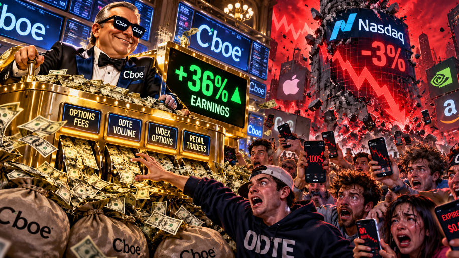 Cboe Strikes it Rich on 0DTE Panic Bets… Earnings Surge 36% Despite Historic Tech Selloff